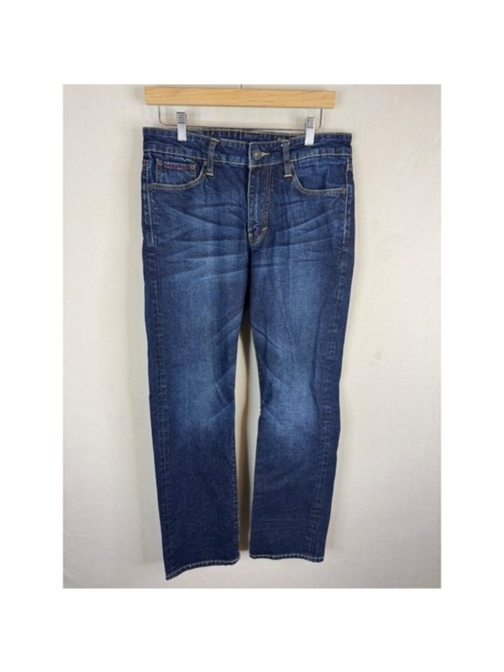 DH3 selvedge Jett Mens Low Slim Fit Straight Leg Dark Wash Stretch Jeans 32x30